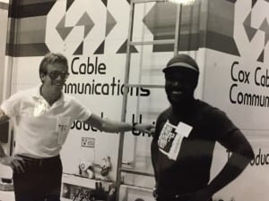 Pete Hogge (L), a 40-year Cox veteran, with George Guion, a former Cox 11 employee, at the Virginia Beach Pavilion for a Ham Radio convention.