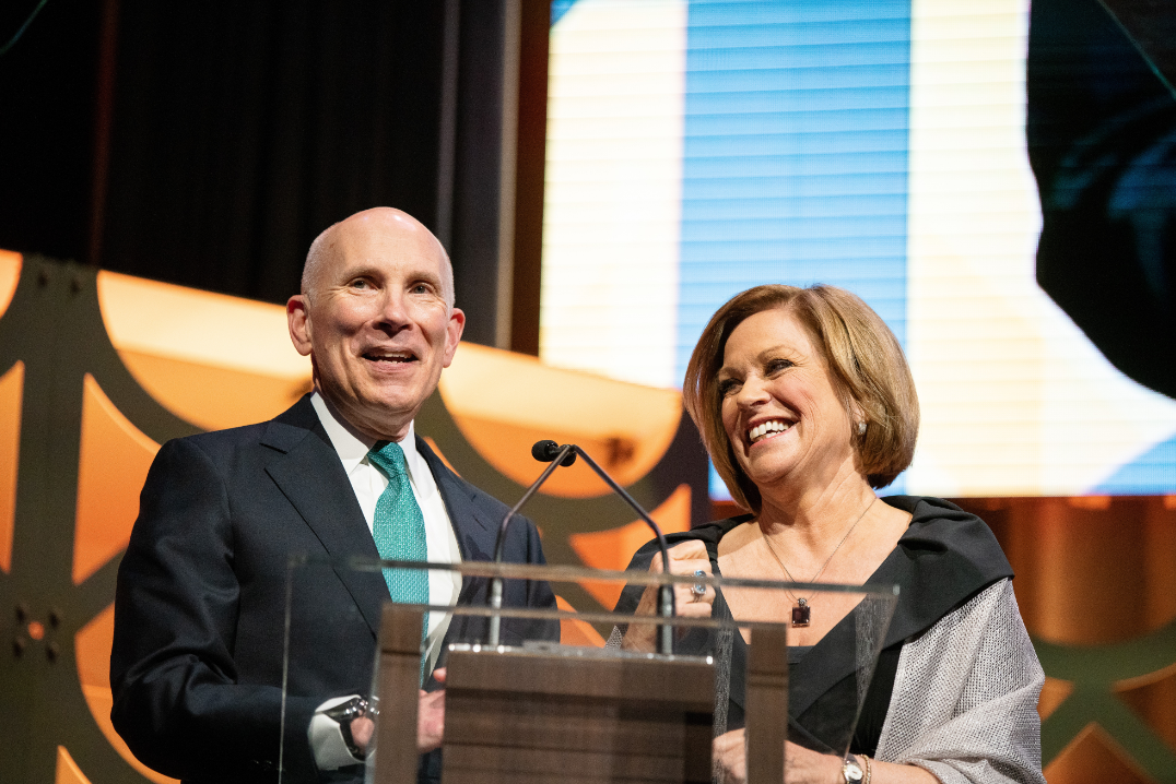 C-SPAN co-CEOs Rob Kennedy and Susan Swain at 2019 Cable Hall of Fame.