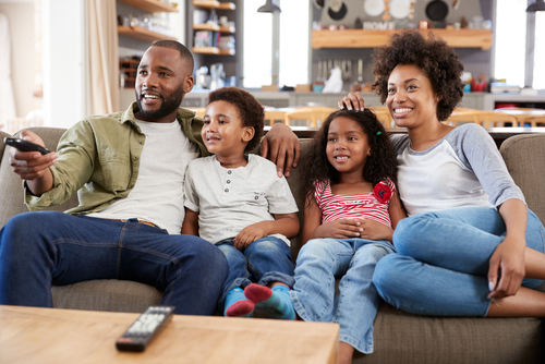 Family watching TV