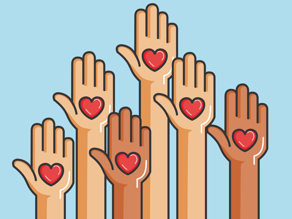Raised Hands with Hearts Stock Image