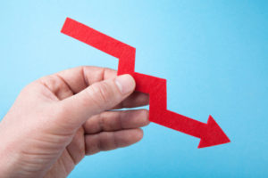 downward trend arrow stock image