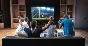 watching live sports stock image