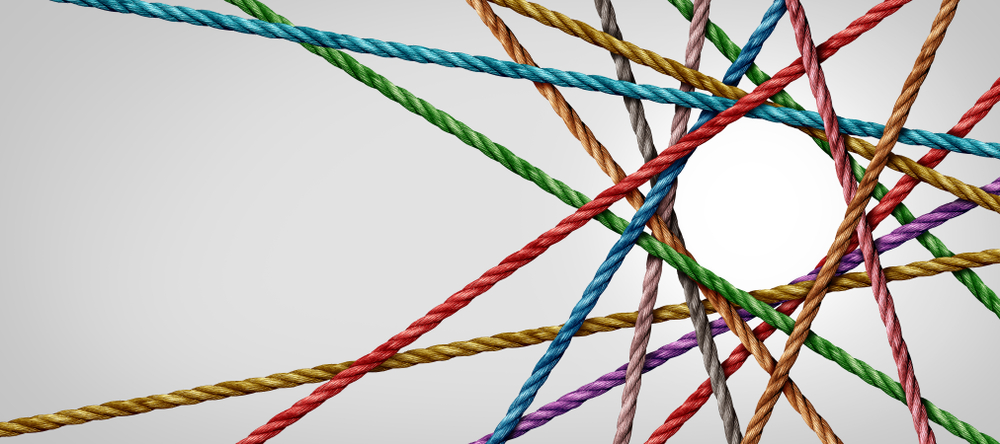 Multi-colored ropes meeting around a circular point