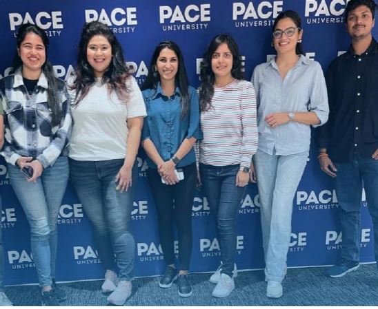 Winners of Broadband Equity Challenge (l to r): Shubhi Chauhan, Tejashri Joshi, Aditi Bhardwaj, Nikita Arora, Apoorva Sharma and Bharath Kumar (all Pace Class of 2024).